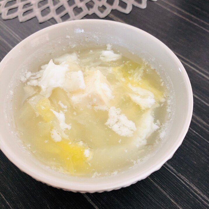 卵白でふわふわ☆白菜と豆腐の和風スープ